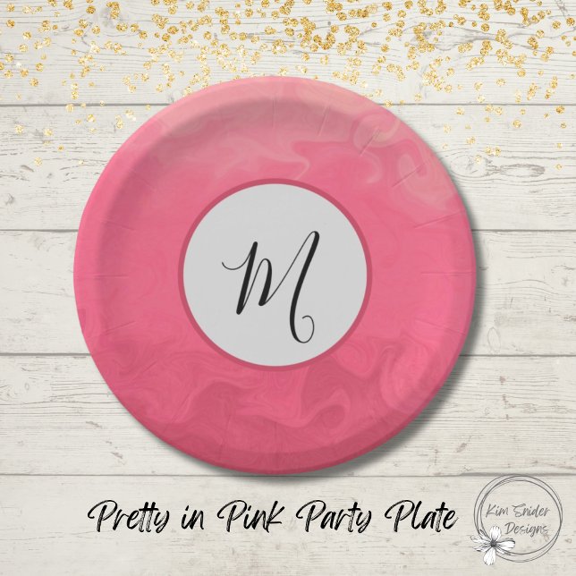 Pretty in Pink With Monogram Paper Plates (Creator Uploaded)