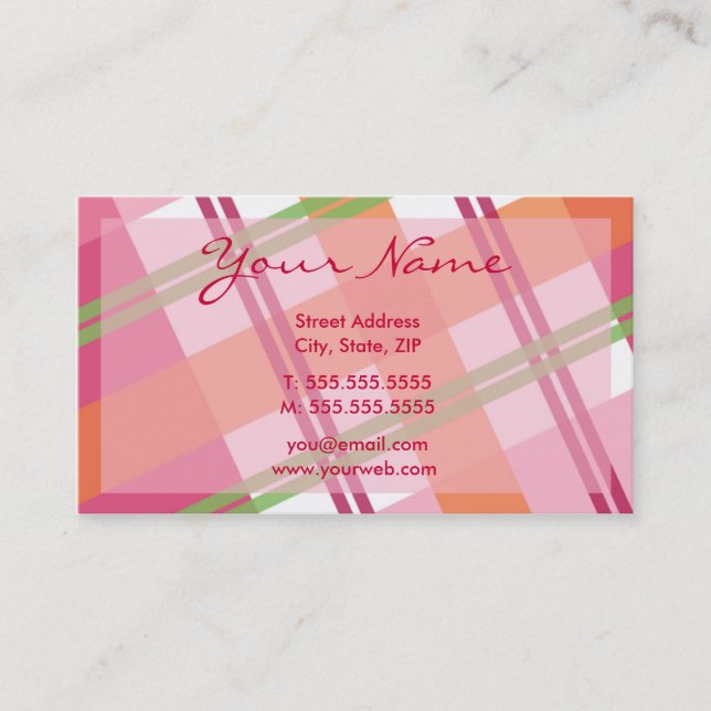 Pretty In Plaid Profile Cards (Front)