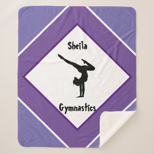 Pretty in Purple Gymnastics Personalized   Sherpa Blanket