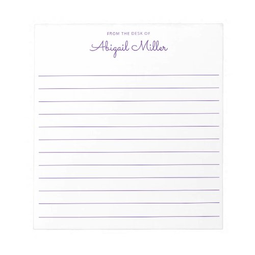 Pretty in Purple Lined Personalized  Notepad