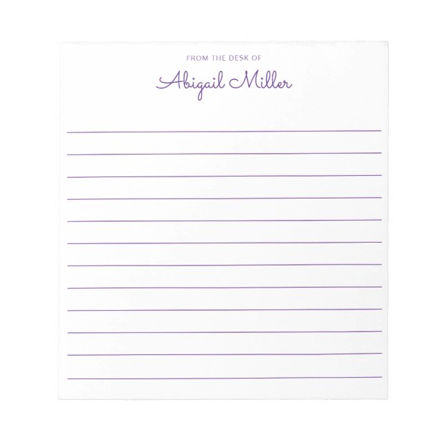 Pretty in Purple Lined Personalized  Notepad (Front)