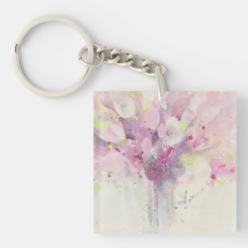 Pretty in Spring  Soft Pink Bouquet Keychain