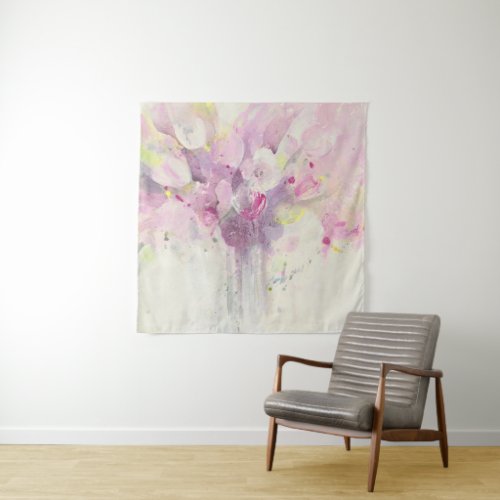 Pretty in Spring  Soft Pink Bouquet Tapestry