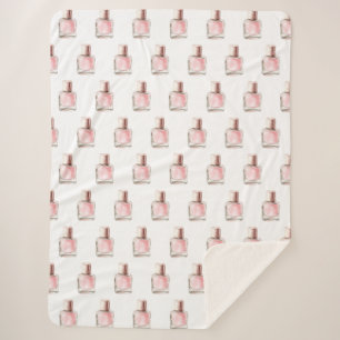 Pretty in White Pink Nail Polish Bridal Shower Sherpa Blanket