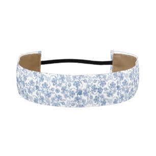 Pretty Indigo Blue Ethnic Floral Print Athletic Headband