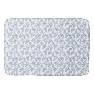 Pretty Indigo Blue Ethnic Floral Print Bath Mat