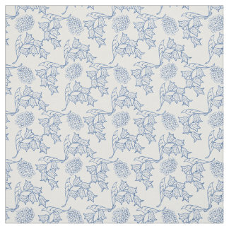 Pretty Indigo Blue Ethnic Floral Print Fabric