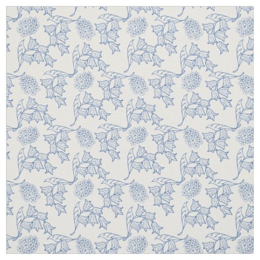Pretty Indigo Blue Ethnic Floral Print Fabric