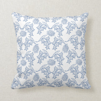 Pretty Indigo Blue Ethnic Floral Print Pillow
