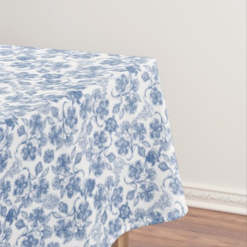Pretty Indigo Blue Ethnic Floral Print Tablecloth