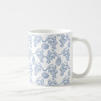 Pretty Indigo Blue on White Ethnic Floral Pattern Coffee Mug