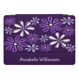 Pretty Indigo Violet Botanical Flower Pattern iPad Pro Cover