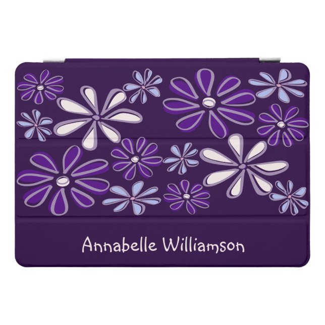 Pretty Indigo Violet Botanical Flower Pattern iPad Pro Cover (Horizontal)