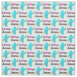 PRETTY INSPIRATIONAL BLUE CROSS I LOVE JESUS FABRIC