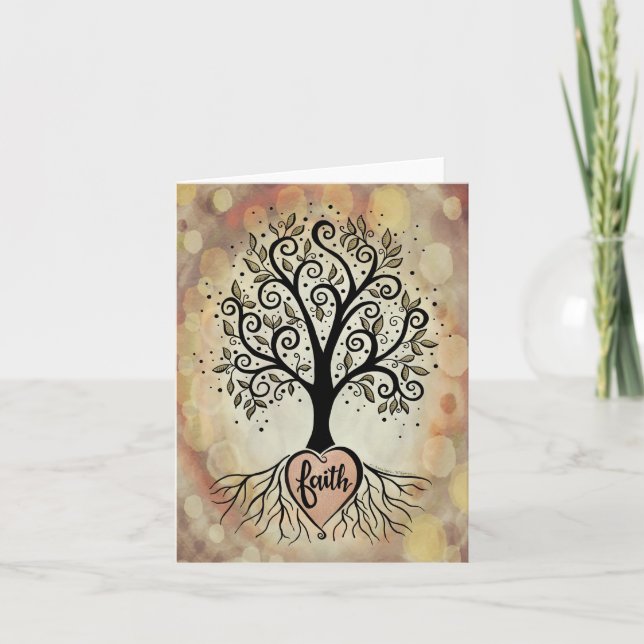 Pretty Inspirational Faith Tree Sympathy Modern Card (Front)