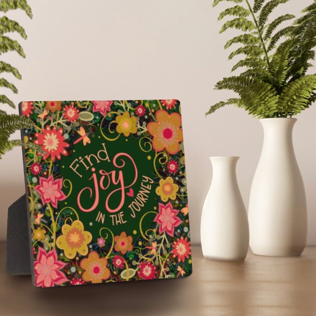 Pretty Inspirational Floral Find Joy Quote Plaque (Find joy with this pretty inspirational Inspirivity Plaque. )