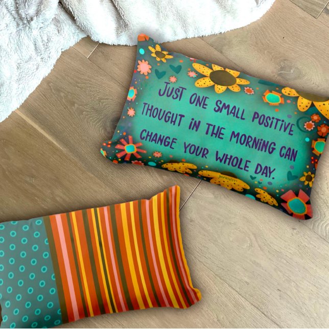 Pretty Inspirational Positivity Quote Floral Lumbar Pillow (Creator Uploaded)