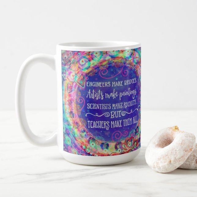 Pretty Inspirational Teacher Quote Inspirivity Coffee Mug (With Donut)