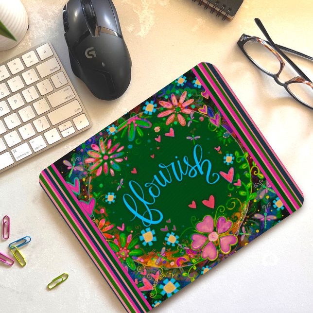 Pretty Inspiring Floral Flourish Inspirivity Mouse Pad (Creator Uploaded)