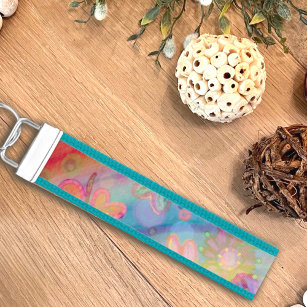 Gray Floral Embossed Vegan Leather Wristlet Keychain Key chain, Bridesmaid  Gift Idea Gifts Under 20 For Her, Wristlet key fob, lanyard fob