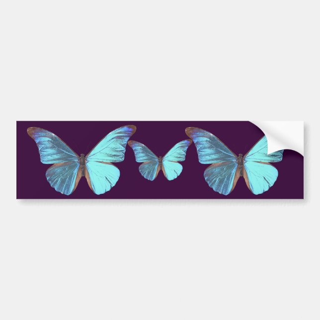 Pretty Iridescent Blue Butterfly Bumper Sticker (Front)