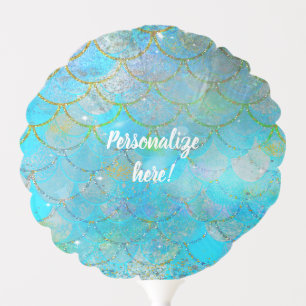 Pretty Iridescent Blue Shimmer Mermaid Scales Balloon