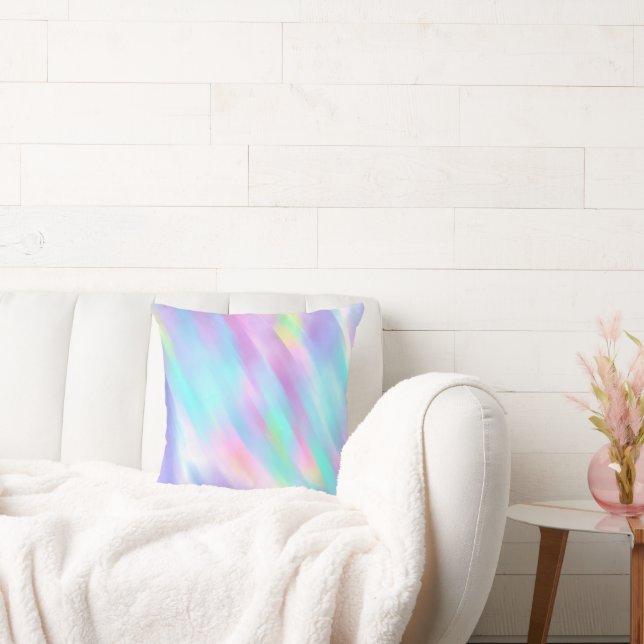 Pretty Iridescent Effect Soft Pastels Throw Pillow (Couch)