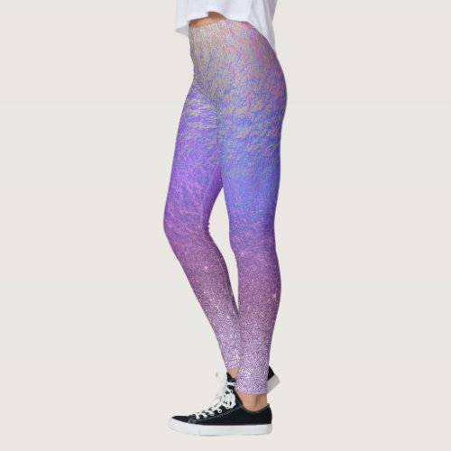 Pretty Iridescent Glitter Ombre Purple Leggings