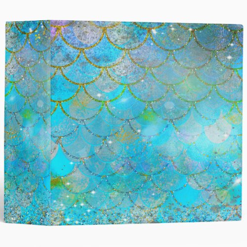 Pretty Iridescent Pearl Shimmer Mermaid Scales 3 Ring Binder