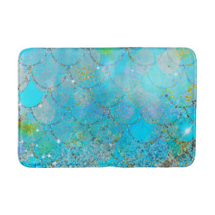 Pretty Iridescent Pearl Shimmer Mermaid Scales Bath Mat