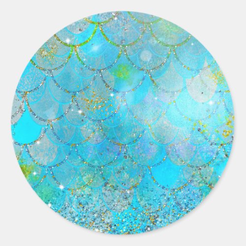 Pretty Iridescent Pearl Shimmer Mermaid Scales Classic Round Sticker