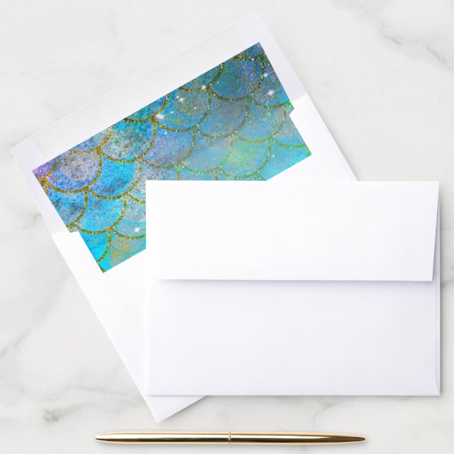 Pretty Iridescent Pearl Shimmer Mermaid Scales Envelope Liner (Desk)