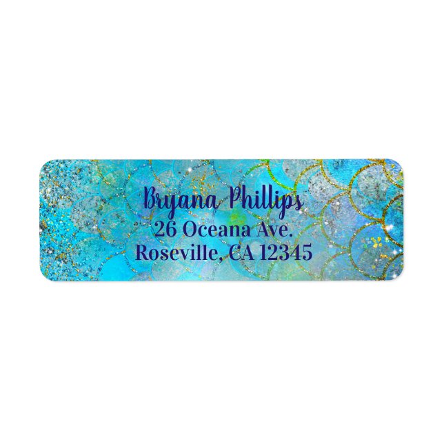 Pretty Iridescent Pearl Shimmer Mermaid Scales Label (Front)