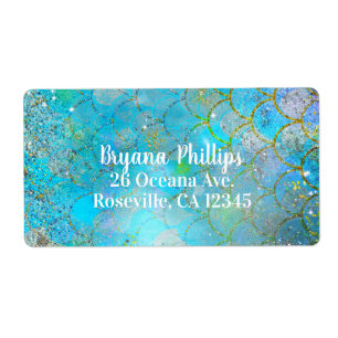 Pretty Iridescent Pearl Shimmer Mermaid Scales Label