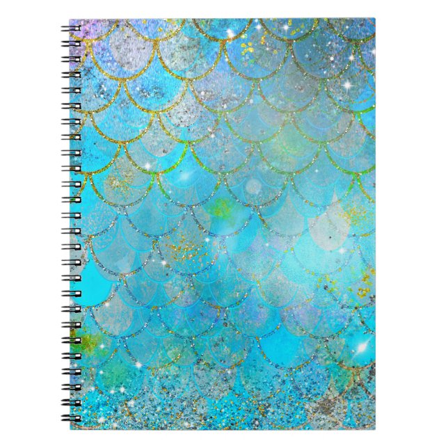 Pretty Iridescent Pearl Shimmer Mermaid Scales Notebook (Front)