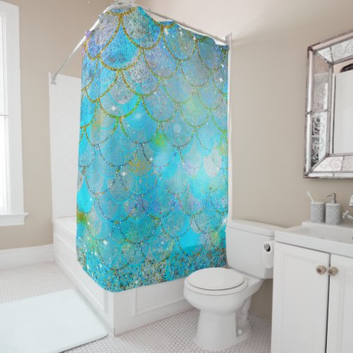 Pretty Iridescent Pearl Shimmer Mermaid Scales Shower Curtain