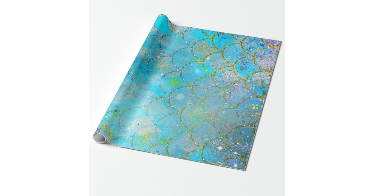 Pretty Iridescent Pearl Shimmer Mermaid Scales Wrapping Paper Zazzle