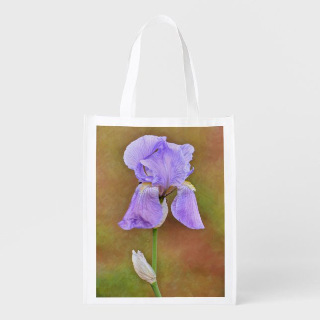 Pretty Iris Flower Art Eco Friendly Grocery Bag (Front)