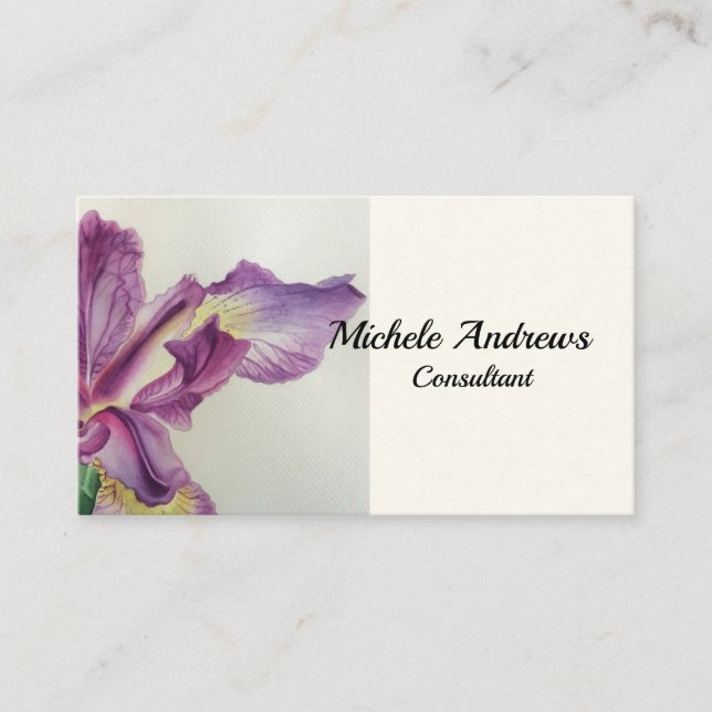 Pretty Iris Personalize Business Cards Lavender (Front)
