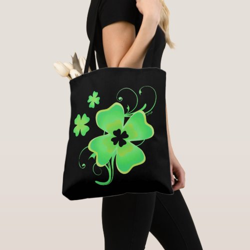 Pretty Irish Four Leaf Clover Tote Bag