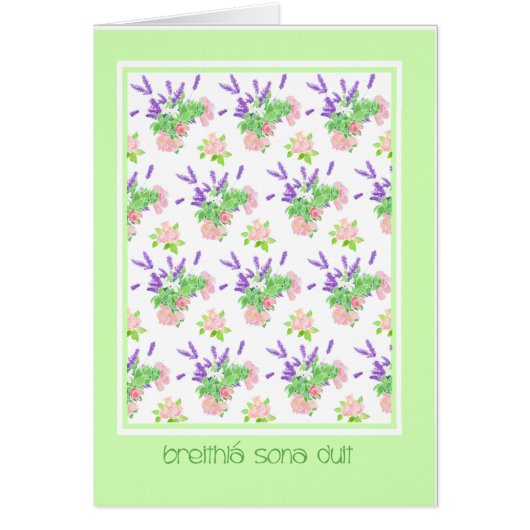 Pretty Irish Gaelic Language Greeting Birthday Cards (Front)