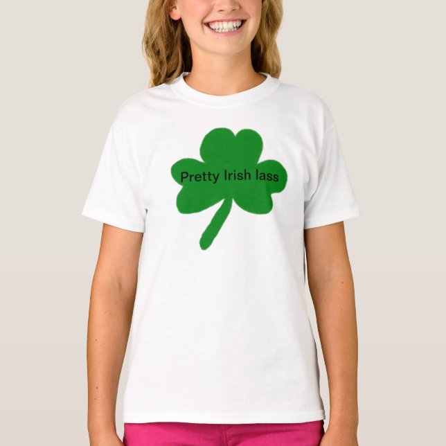 Pretty Irish Lass Shamrock T-Shirt (Front)