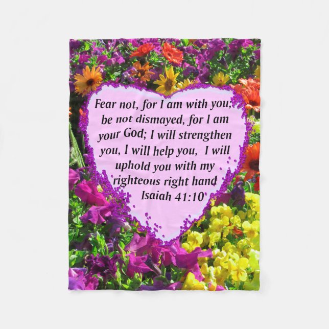 PRETTY ISAIAH 41:10 FLORAL DESIGN FLEECE BLANKET (Front)