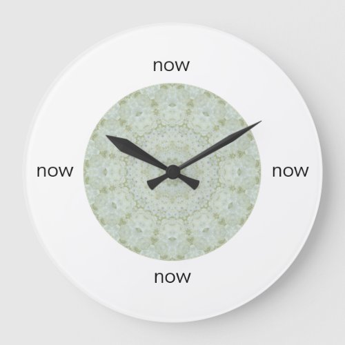 Pretty Ivory Floral Rose Mandala Now Large Clock