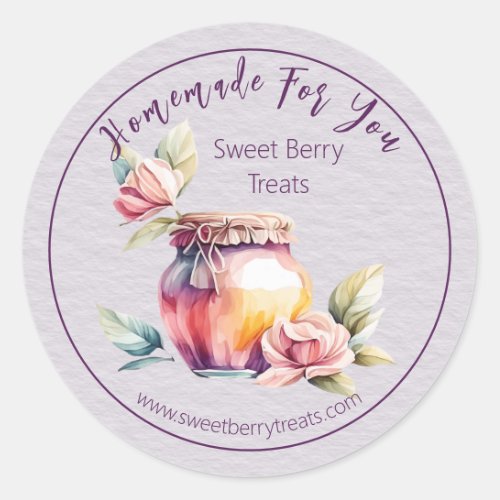 Pretty Jam Jar Homemade For You Business Classic Round Sticker