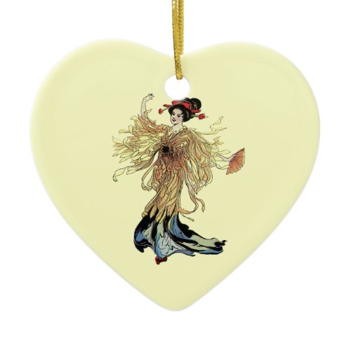 Pretty Japanese Geisha Flower Fairy Vintage art Ceramic Ornament