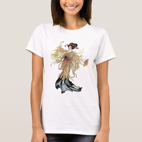 Pretty Japanese Geisha Flower Fairy Vintage art T_Shirt