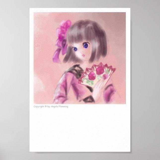 Pretty Japanese Girl With A Fan Poster (Front)