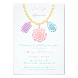 Pretty Jewellery Making Girls Birthday Party Card