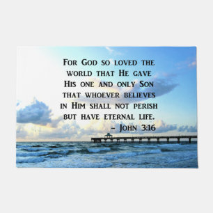 PRETTY JOHN 3:16 OCEAN PHOTO DESIGN DOORMAT